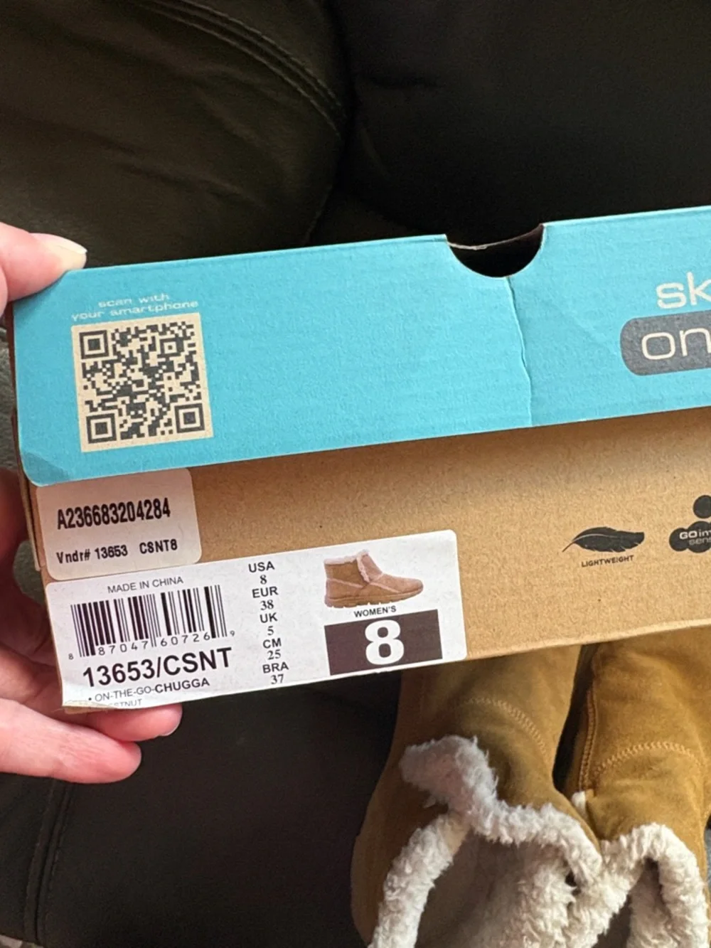 Sketchers on the go chestnut with fleece lined slip in boots